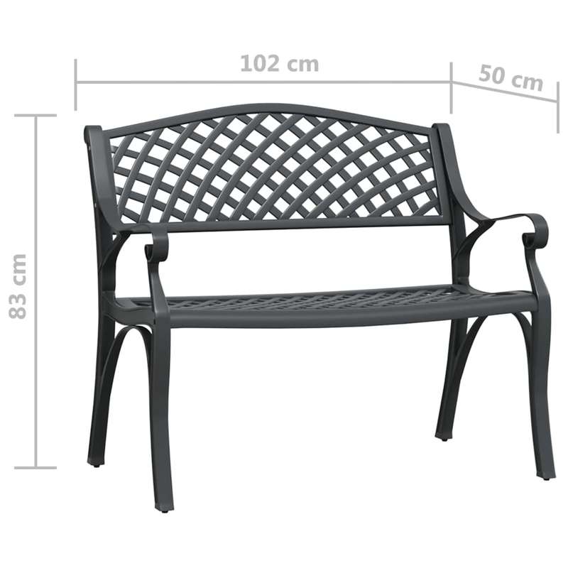 Lifespace Cast Aluminium Patio Garden Bench with Armrests (Black)