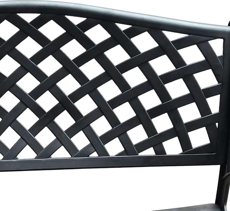 Lifespace Cast Aluminium Patio Garden Bench with Armrests (Black)