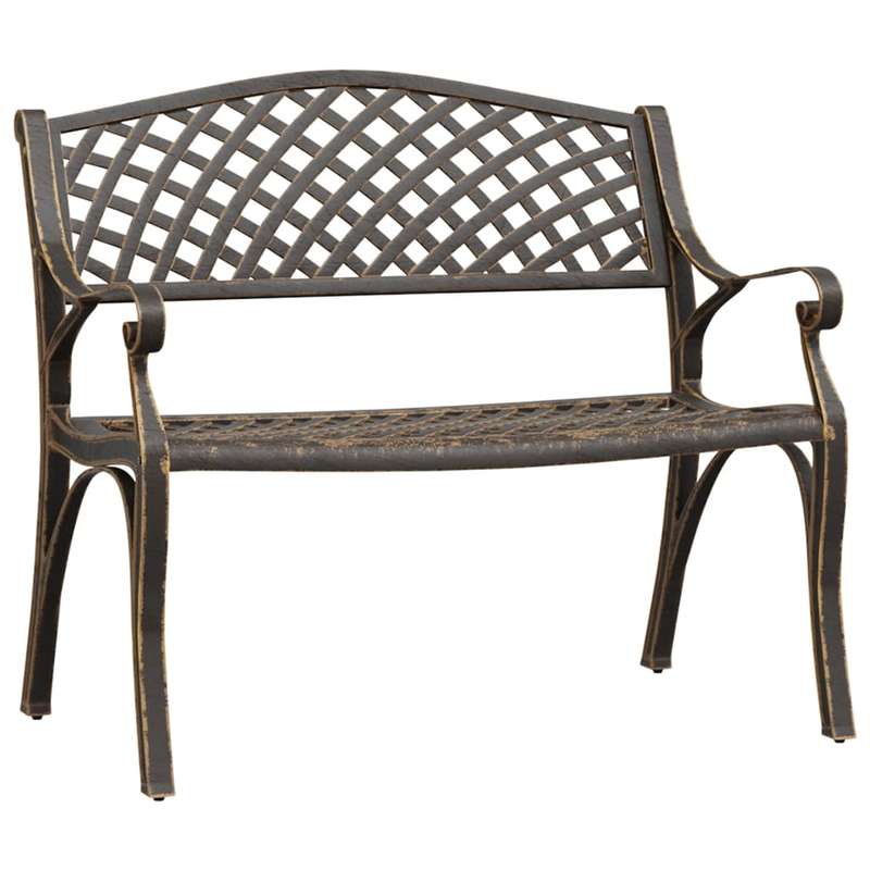 Lifespace Cast Aluminium Patio Garden Bench with Armrests (Bronze)