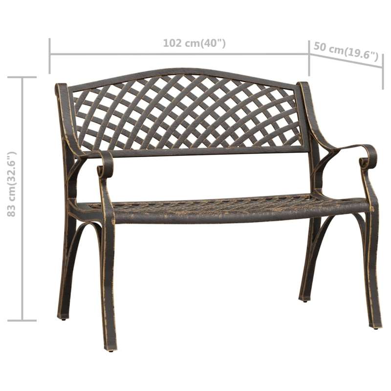 Lifespace Cast Aluminium Patio Garden Bench with Armrests (Bronze)