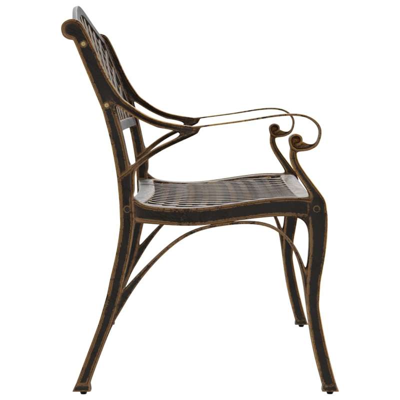 Lifespace Cast Aluminium Patio Garden Bench with Armrests (Bronze)
