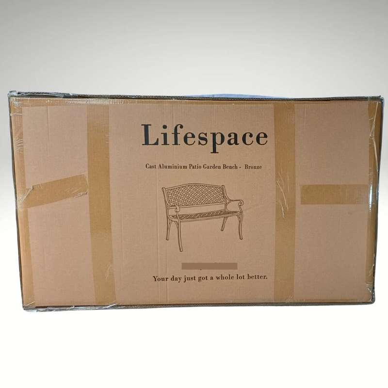 Lifespace Cast Aluminium Patio Garden Bench with Armrests (Bronze)