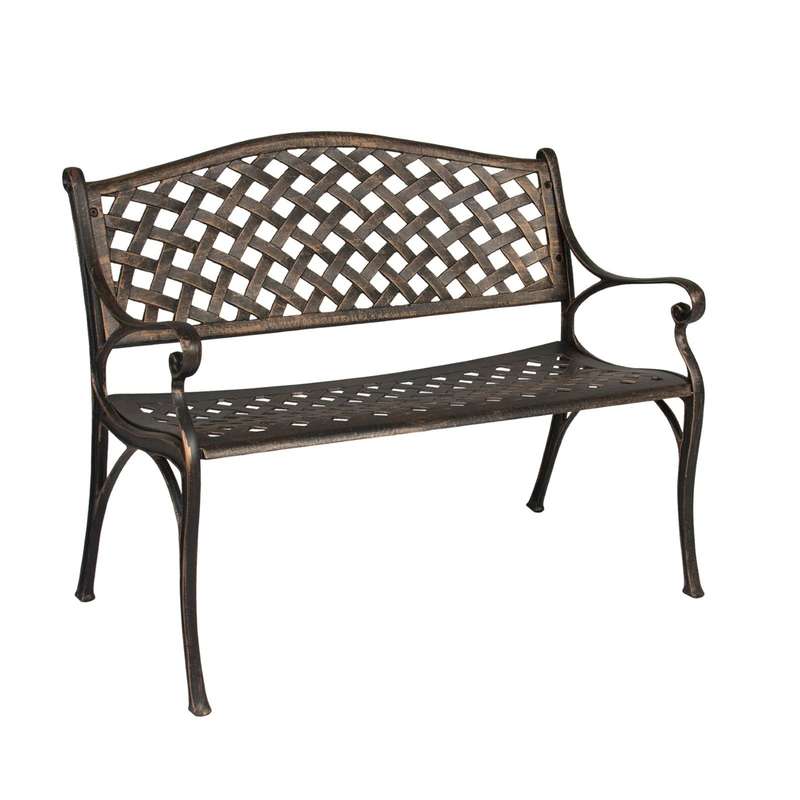 Lifespace Cast Aluminium Patio Garden Bench with Armrests (Bronze)