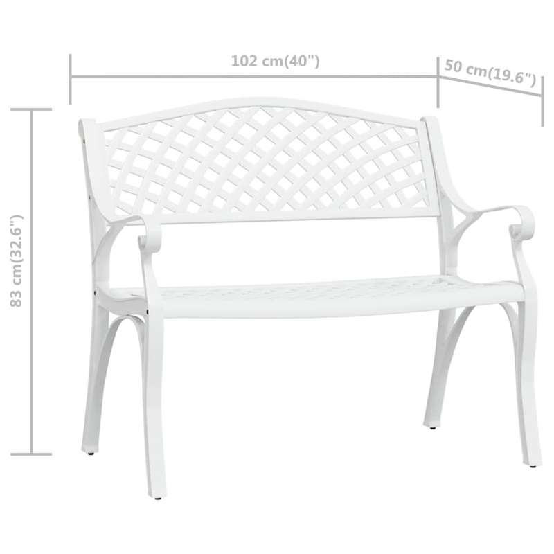Lifespace Cast Aluminium Patio Garden Bench with Armrests (White)