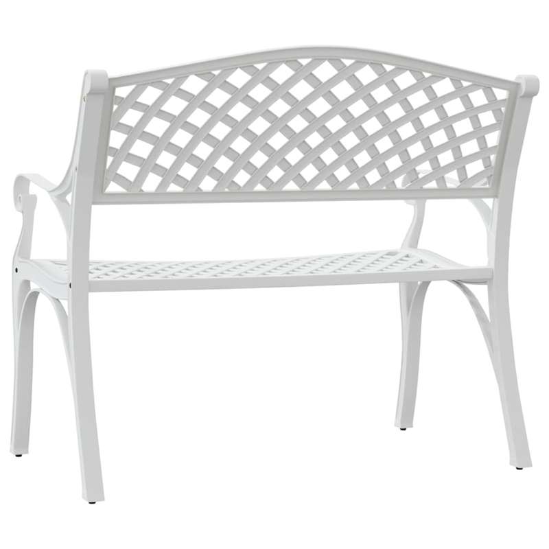 Lifespace Cast Aluminium Patio Garden Bench with Armrests (White)