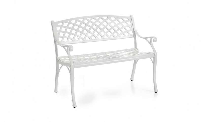 Lifespace Cast Aluminium Patio Garden Bench with Armrests (White)