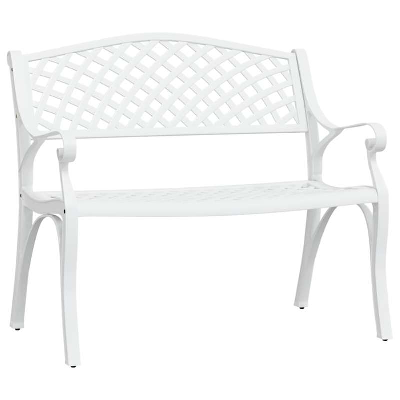 Lifespace Cast Aluminium Patio Garden Bench with Armrests (White)