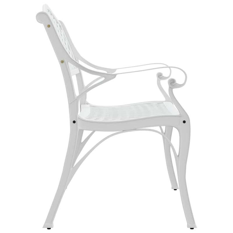 Lifespace Cast Aluminium Patio Garden Bench with Armrests (White)