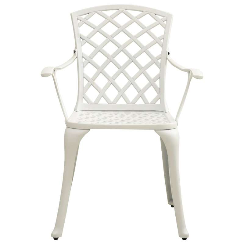 Lifespace Cast Aluminium Patio Garden Restaurant Chair Set w Armrests (White)
