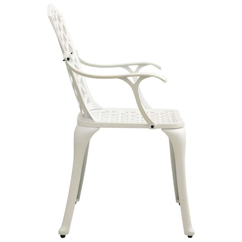 Lifespace Cast Aluminium Patio Garden Restaurant Chair Set w Armrests (White)