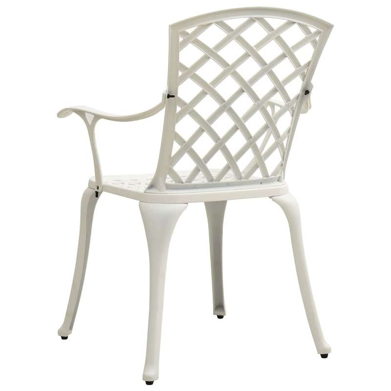 Lifespace Cast Aluminium Patio Garden Restaurant Chair Set w Armrests (White)