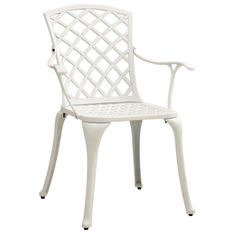 Lifespace Cast Aluminium Patio Garden Restaurant Chair Set w Armrests (White)