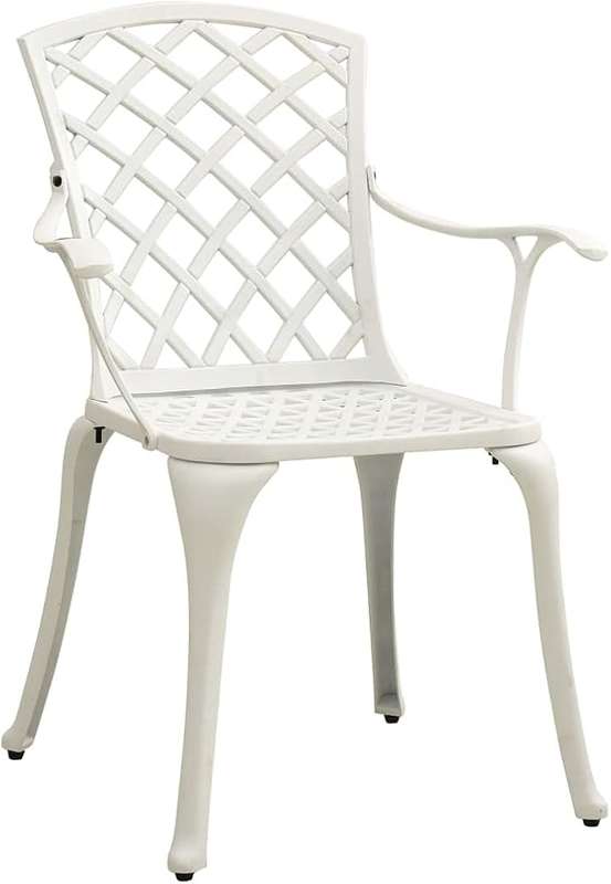 Lifespace Cast Aluminium Patio Garden Restaurant Chair Set w Armrests (White)