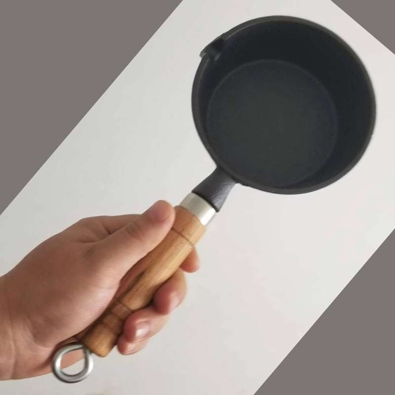 Lifespace Cast Iron Basting Pot with Wood Handle - 13.5cm