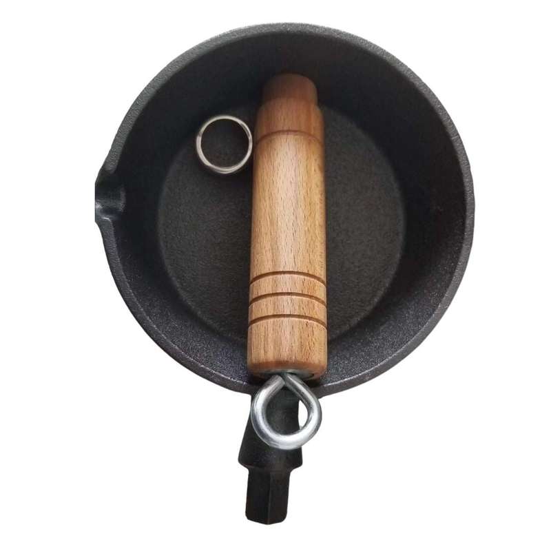 Lifespace Cast Iron Basting Pot with Wood Handle - 13.5cm