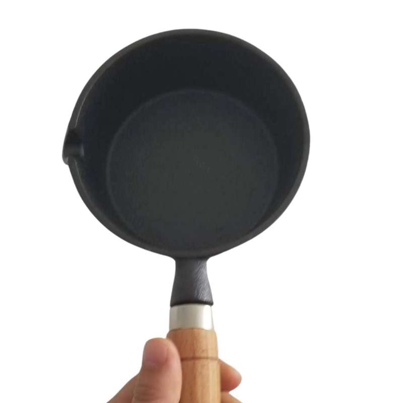 Lifespace Cast Iron Basting Pot with Wood Handle - 13.5cm