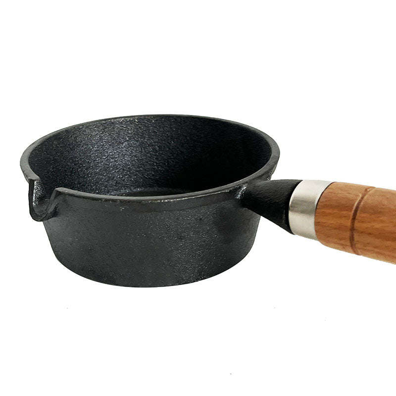 Lifespace Cast Iron Basting Pot with Wood Handle - 13.5cm