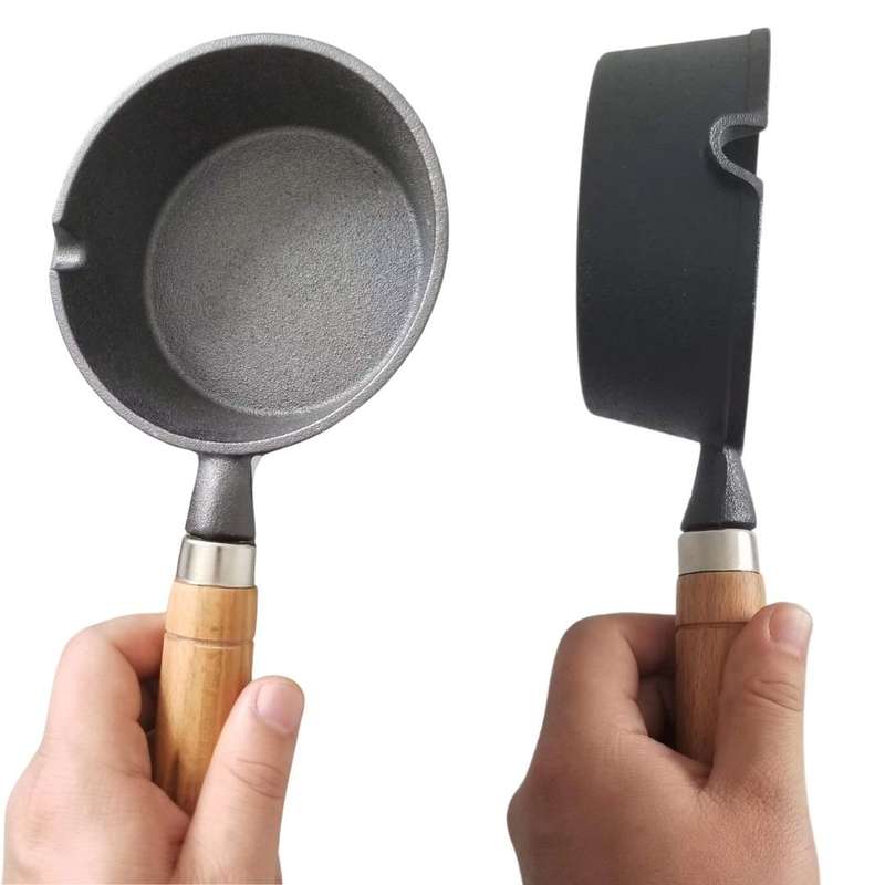 Lifespace Cast Iron Basting Pot with Wood Handle - 13.5cm