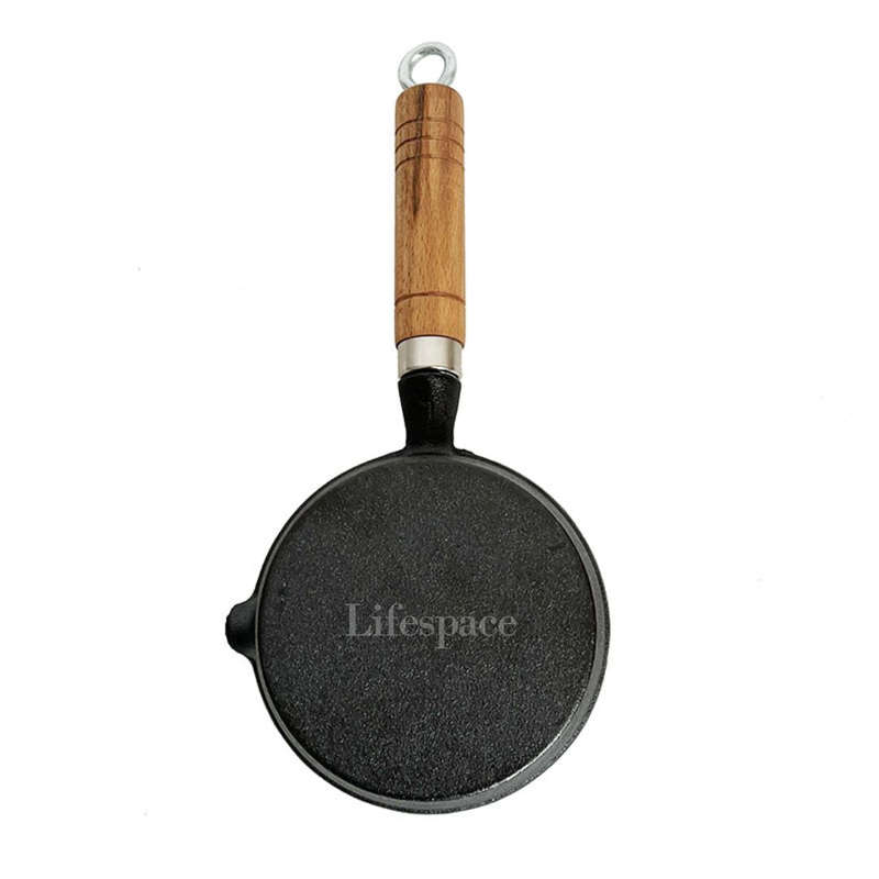 Lifespace Cast Iron Basting Pot with Wood Handle - 13.5cm