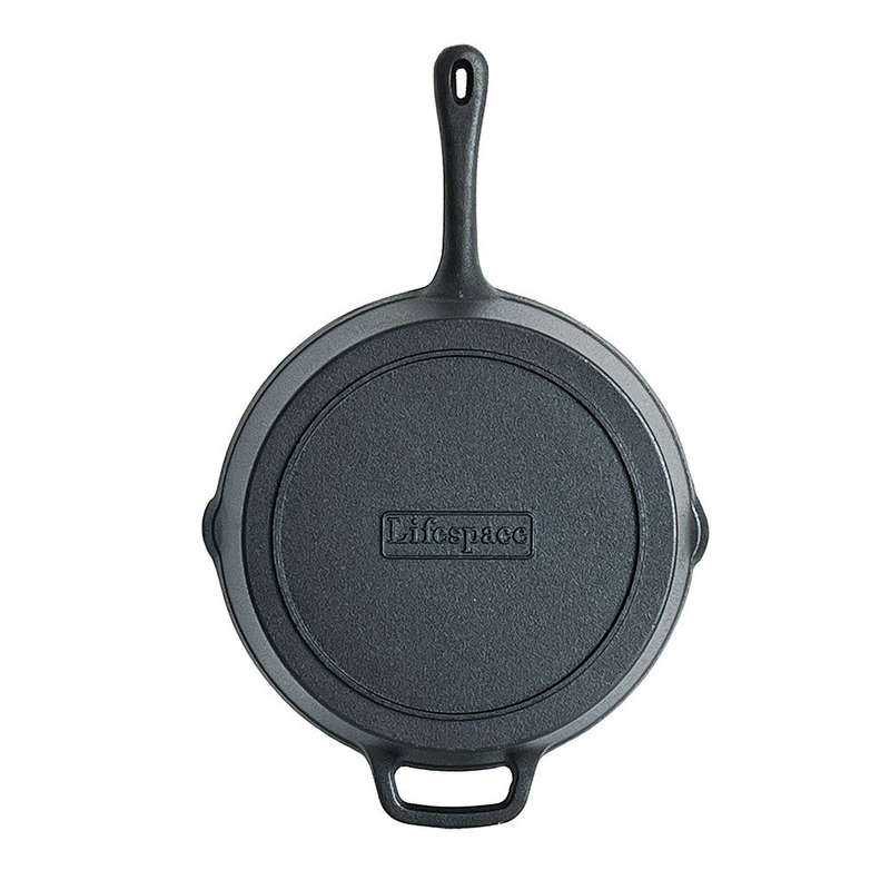 Lifespace Cast Iron Round Griddle Skillet Pan 28cm