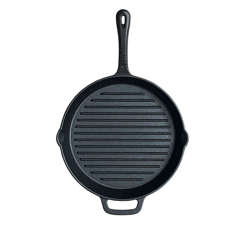 Lifespace Cast Iron Round Griddle Skillet Pan 28cm