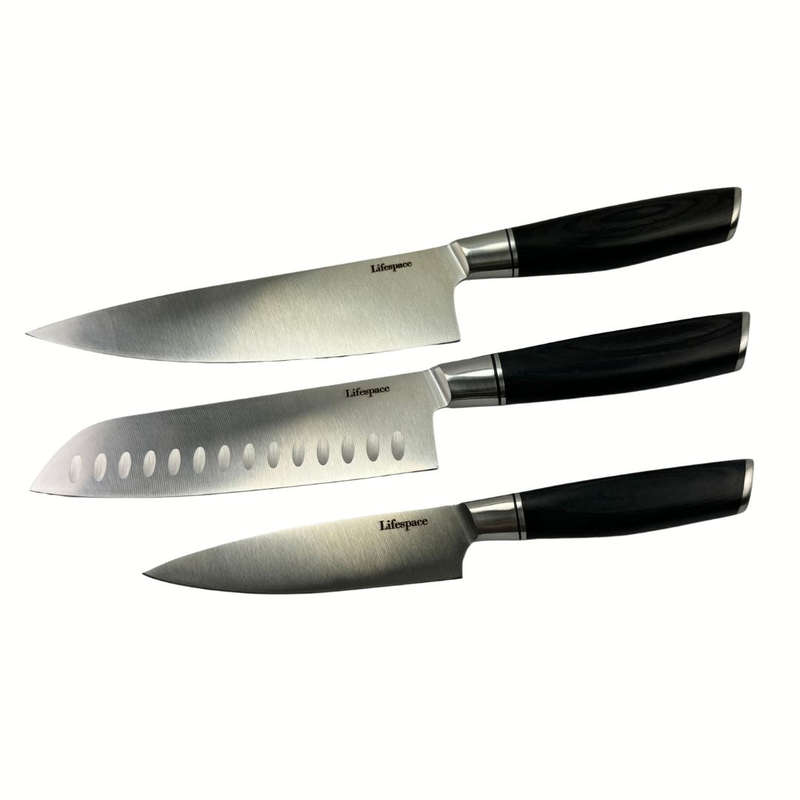 Lifespace Classic Japanese Chef Knife Set in a Gift Box - Petty, Santoku & Chef