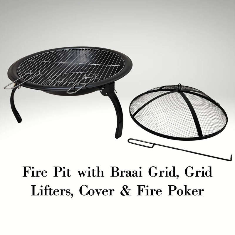 Lifespace Folding Portable Fire Pit Bowl with Braai Grid & Dome