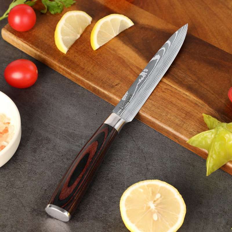 Lifespace Laser Engraved 5CR15 3pce Kitchen Utility Knife Set in a Gift Box! GREAT DEAL