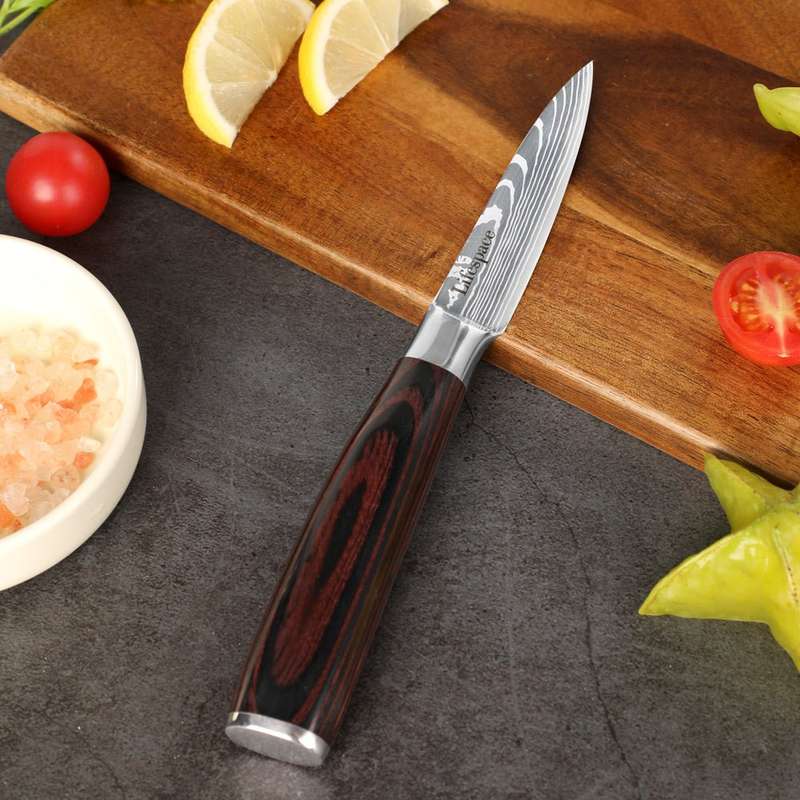 Lifespace Laser Engraved 5CR15 3pce Kitchen Utility Knife Set in a Gift Box! GREAT DEAL
