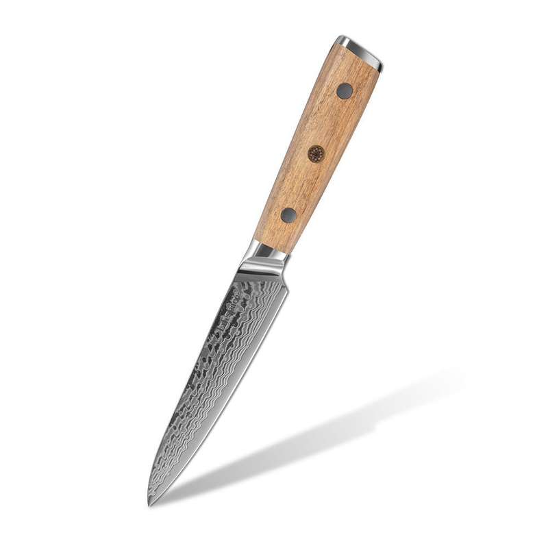 Lifespace Luxury 3pce Olive Wood Handle Full Tang Damascus Blade Chef Knife Set in a Gift Box