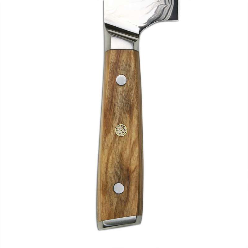 Lifespace Luxury 3pce Olive Wood Handle Full Tang Damascus Blade Chef Knife Set in a Gift Box