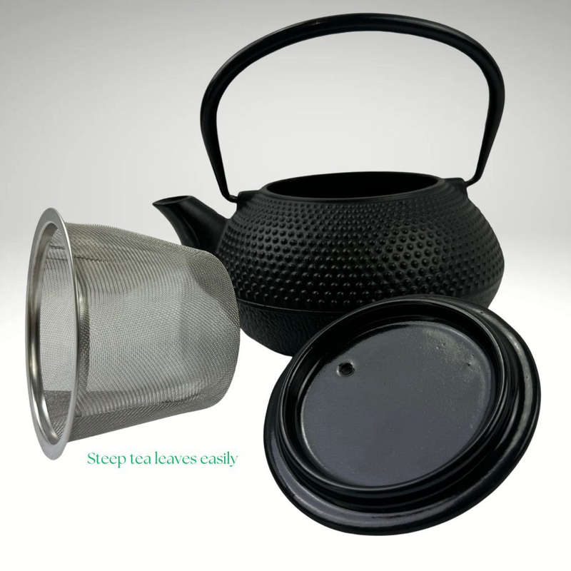 Lifespace Luxury Black Cast Iron 600ml Tea Infuser Teapot