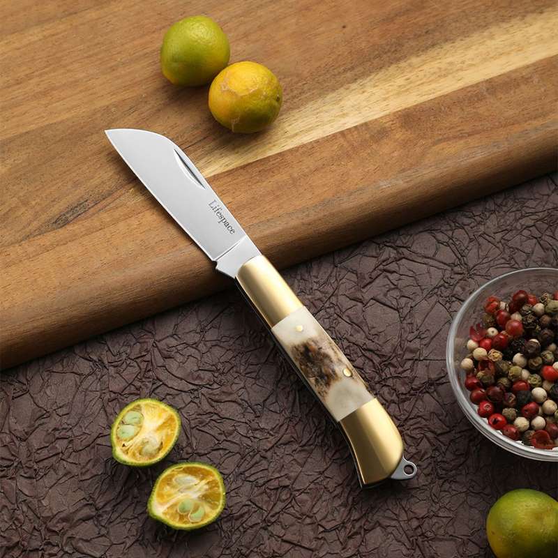 Lifespace Premium 'Hawkbill' Biltong Utility Knife with SS Blade & Antler Handle