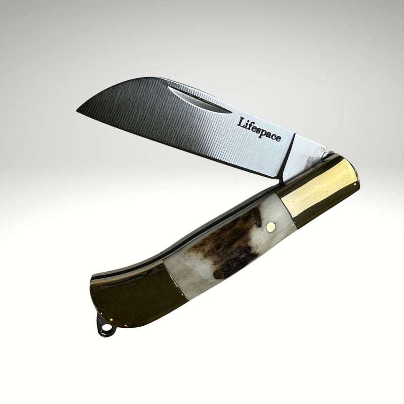 Lifespace Premium 'Hawkbill' Biltong Utility Knife with SS Blade & Antler Handle