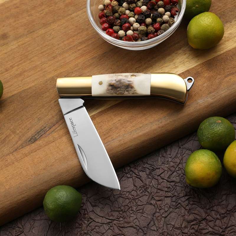 Lifespace Premium 'Hawkbill' Biltong Utility Knife with SS Blade & Antler Handle