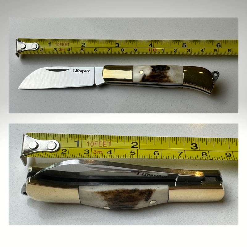 Lifespace Premium 'Hawkbill' Biltong Utility Knife with SS Blade & Antler Handle
