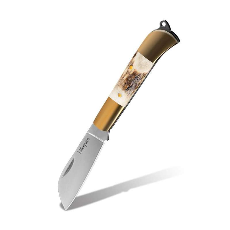 Lifespace Premium 'Hawkbill' Biltong Utility Knife with SS Blade & Antler Handle