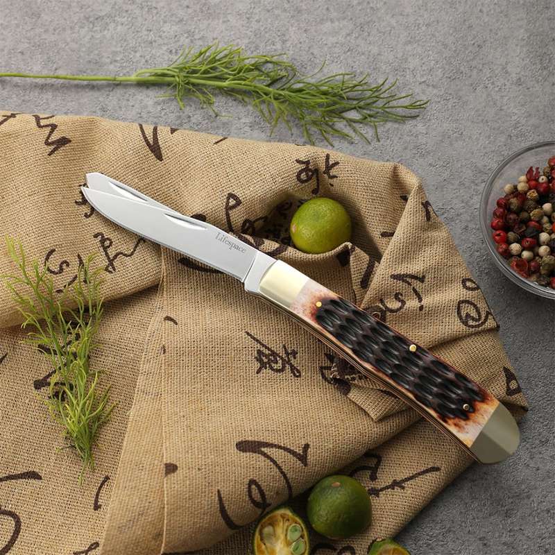 Lifespace Premium 'Trapper' 2-blade Pocket Knife with SS Blade & Bone Handle