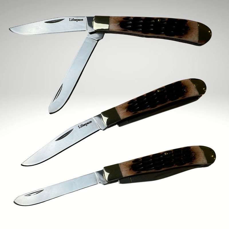 Lifespace Premium 'Trapper' 2-blade Pocket Knife with SS Blade & Bone Handle
