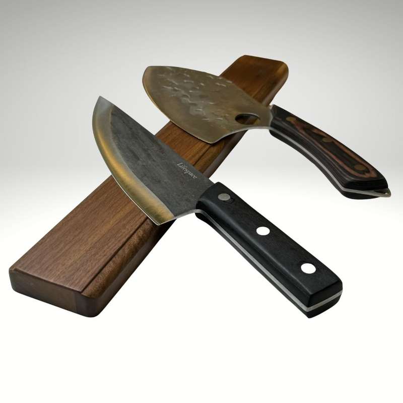 Lifespace Premium Walnut Wall Mount Magnetic Knife Rack with Strong Magnets