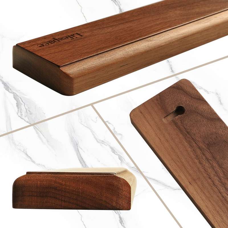 Lifespace Premium Walnut Wall Mount Magnetic Knife Rack with Strong Magnets