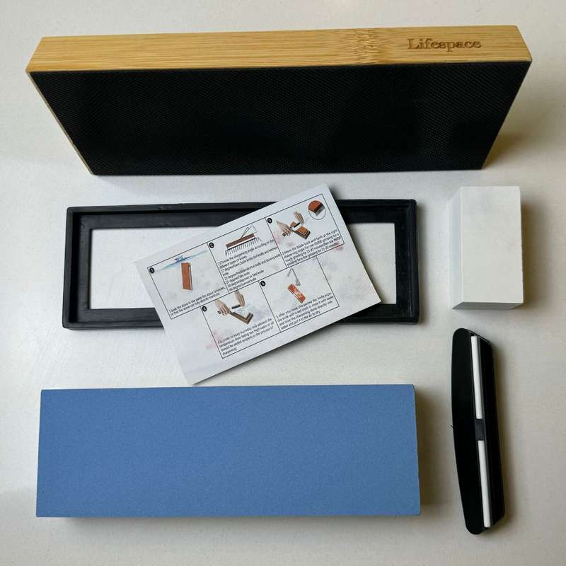 Lifespace Premium Whetstone Dual Sided 1000/3000 Grit, Sharpening Stone, Non-Slip Bamboo Base & A...