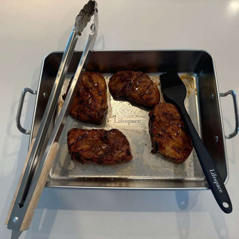 Lifespace Quality Stainless Steel Braai & Salad Tongs with Wood Handle - 40cm