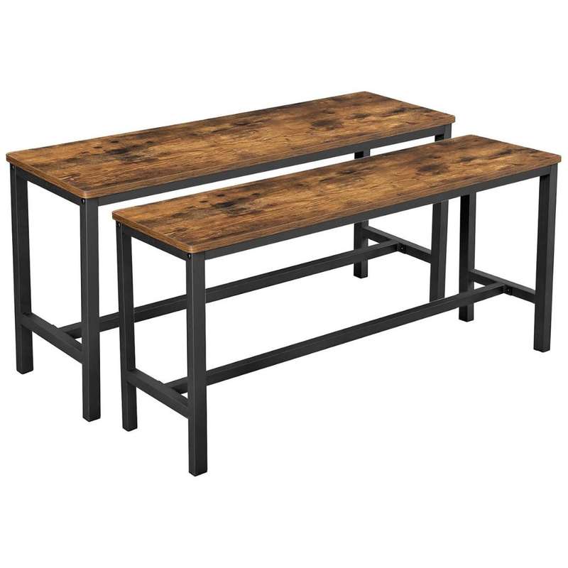 Lifespace Rustic Industrial Dining Patio Bench Set (set of two)