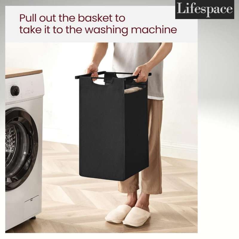 Lifespace Rustic Industrial Double Laundry Basket Hamper with Sorting Shelf