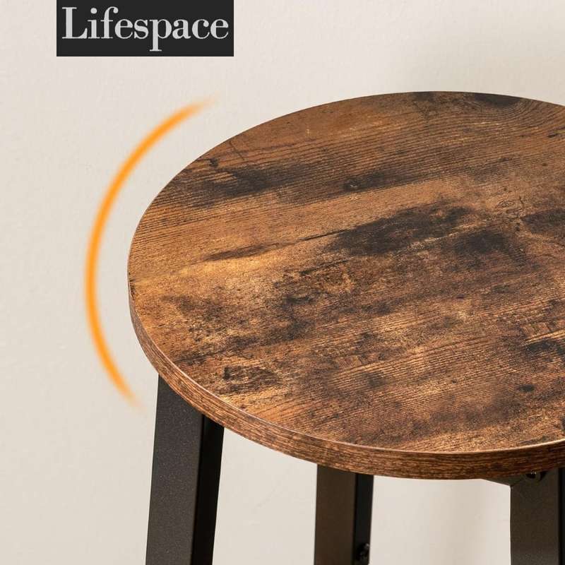 Lifespace Rustic Industrial Kitchen Bar Stool / Chair (set of two)