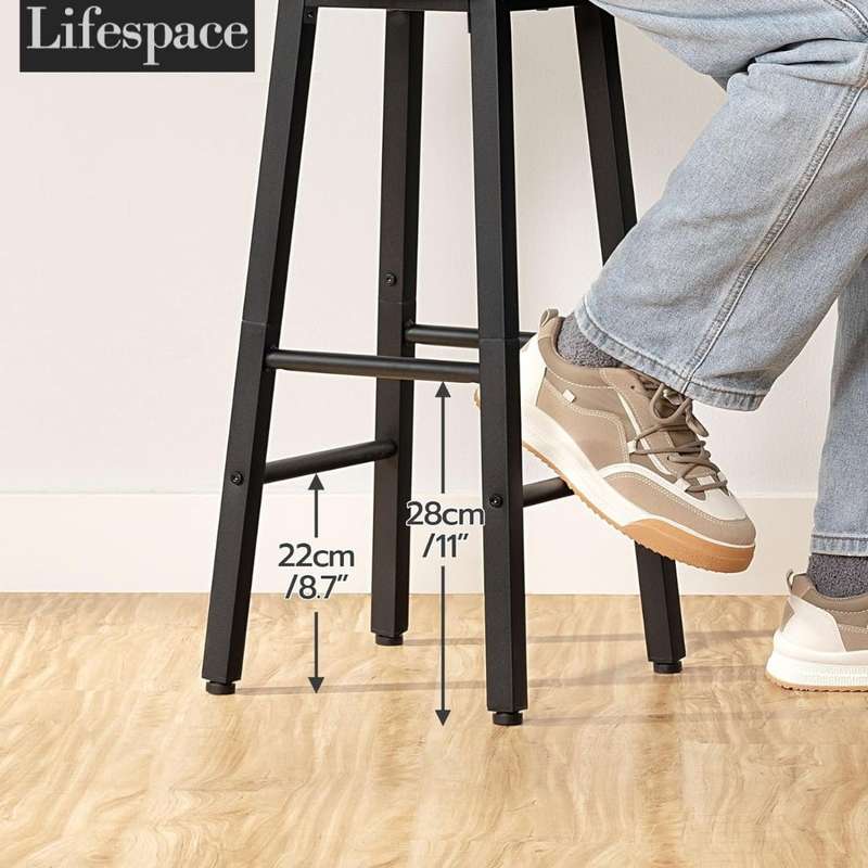 Lifespace Rustic Industrial Kitchen Bar Stool / Chair (set of two)