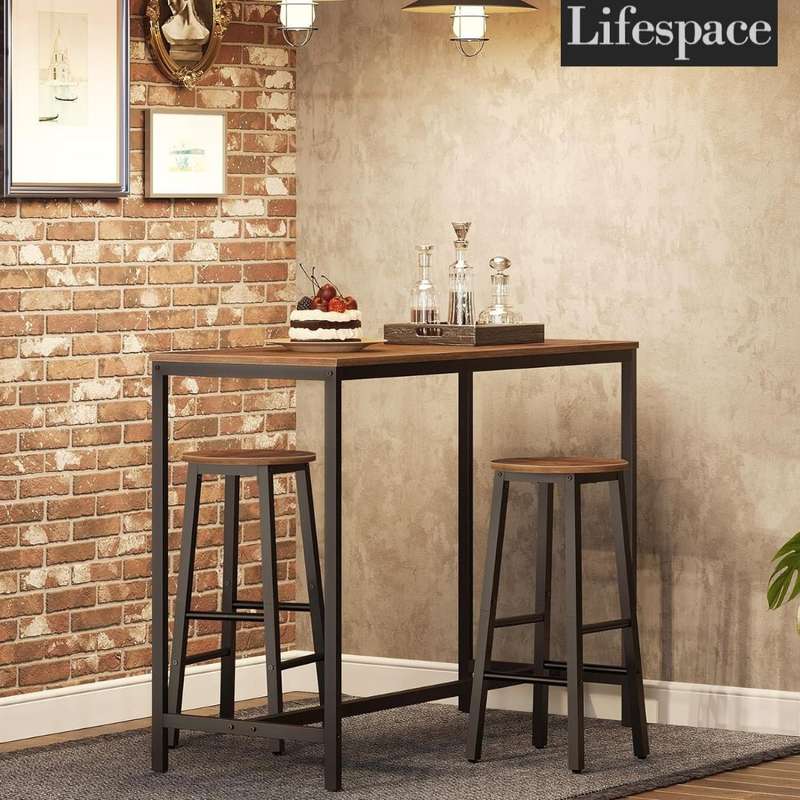 Lifespace Rustic Industrial Kitchen Bar Stool / Chair (set of two)