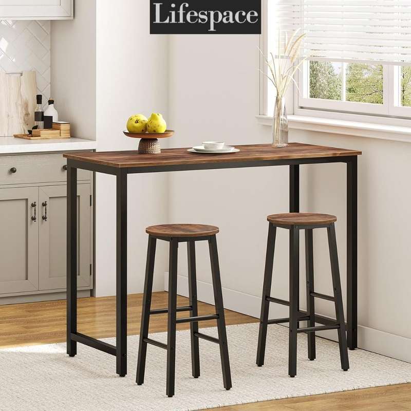 Lifespace Rustic Industrial Kitchen Bar Stool / Chair (set of two)