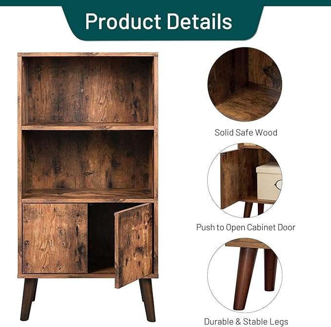 Lifespace Rustic Industrial Retro Bookshelf Cabinet